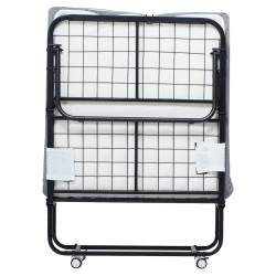 Taittosänky metallirunko vaahtopatja 81 x 190 cm kantavuus 136,1 kg lukittavat pyörät