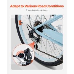 Cruiser-pyörä 24-tuumainen 7-vaihteinen hiiliteräsrunko etukorilla ja takatavaratelineellä