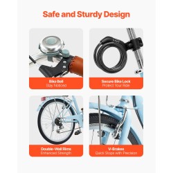 Rantapyörä 26-tuumainen 7-vaihteinen hiiliteräsrunko säädettävä satula etukori takatavarateline