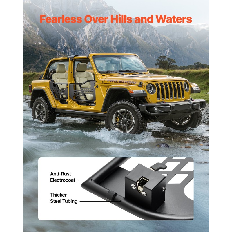 Putkiovet teräs 4-oviseen Jeep Wrangler JK 2007–2018 maastoajoon