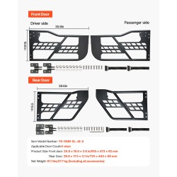 Putkiovet teräs 4-oviseen Jeep Wrangler JK 2007–2018 maastoajoon
