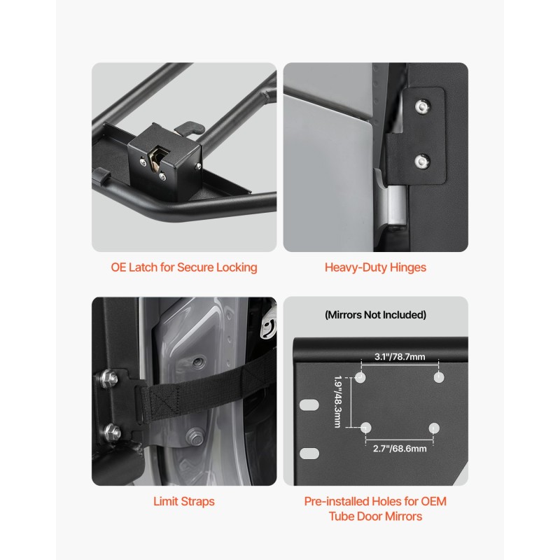 Putkiovet karkaistusta teräsputkesta 4-oviseen Jeep Wrangler JK 2007–2018