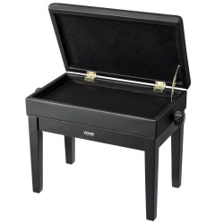 Pianopenkki säädettävällä korkeudella säilytystilalla tekonahkainen istuin tukeva puurunko