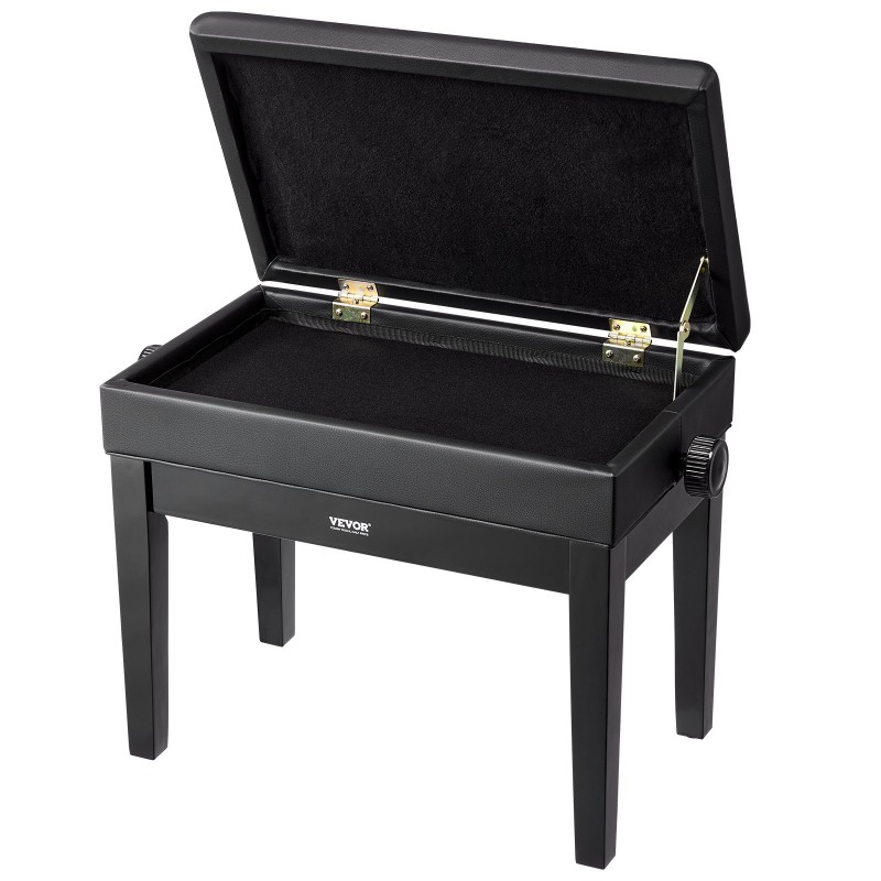 Pianopenkki säädettävällä korkeudella säilytystilalla tekonahkainen istuin tukeva puurunko
