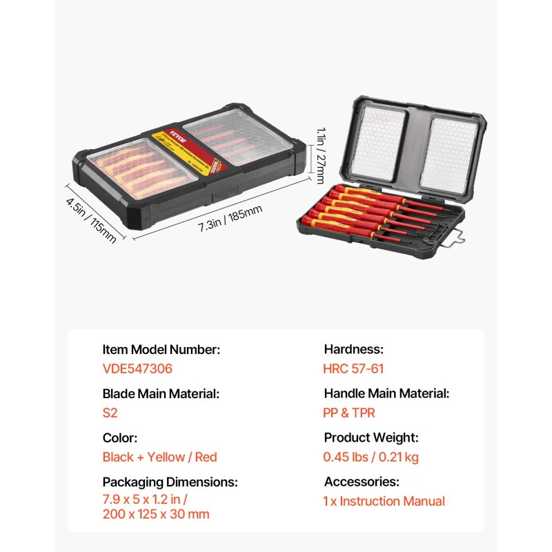 Eristetty 6-osainen ruuvimeisselisarja 1000V magneettikärjillä ja laukulla