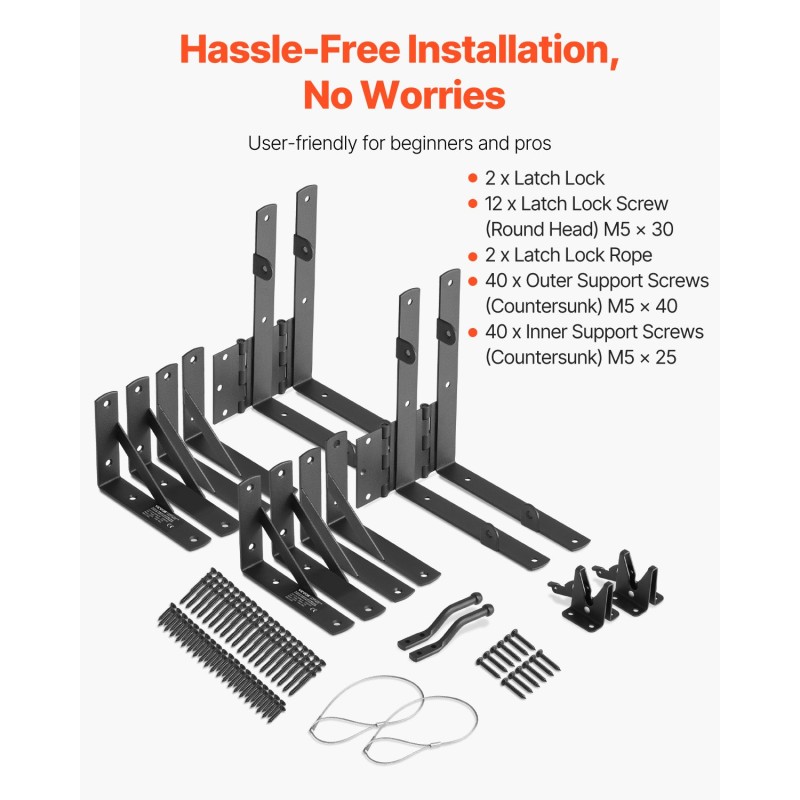 Portin kulmavahvikesarja rautainen kolmiorakenteinen säänkestävä 2 settiä 2x4-puukoolle