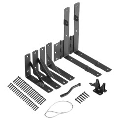 Portin kulmavahvikesarja rautainen säänkestävä ulkokäyttöön musta kuusi osaa