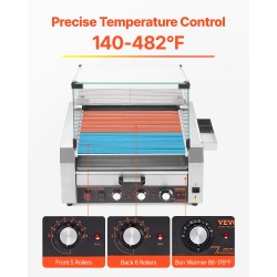 Nakkigrillikone ruostumatonta terästä 2400W 11 rullaa 30 kpl