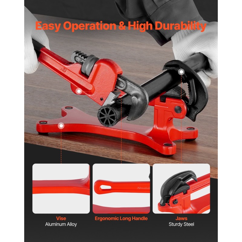 Siirrettävä putkipenkki alumiiniseosrunko teräsleuoilla 1/8–1-1/2 tuumalle