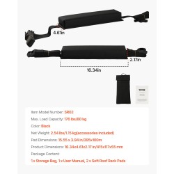 Pehmeät 15,5-tuumaiset kattotelinepehmusteet polyesteri ja PVC 80 kg musta