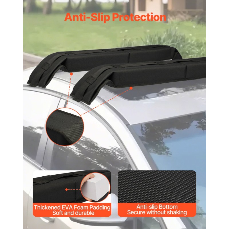 Kattotelinepehmusteet polyesteri-PVC 118 cm 80 kg kantavuus kajakeille ja SUP-laudoille