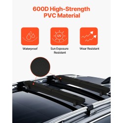 Kattotelinepehmusteet 600D PVC mustat 762 mm 2 kpl enimmäiskuorma 80 kg