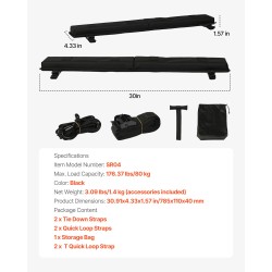 Kattotelinepehmusteet 600D PVC mustat 762 mm 2 kpl enimmäiskuorma 80 kg