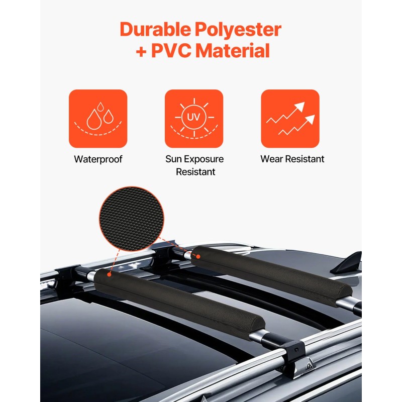 Kattotelinepehmusteet 725 mm 600D PVC-päällinen EPE-vanutäyte musta 40 kg