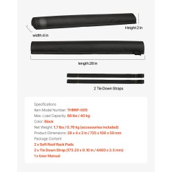 Kattotelinepehmusteet 725 mm 600D PVC-päällinen EPE-vanutäyte musta 40 kg