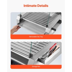 Rullagrilli hodareille ruostumatonta terästä 30 hodaria 11 rullaa karkaistu lasikansi ammattikäyttöön