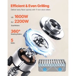 Rullagrilli hodareille ruostumatonta terästä 30 hodaria 11 rullaa karkaistu lasikansi ammattikäyttöön