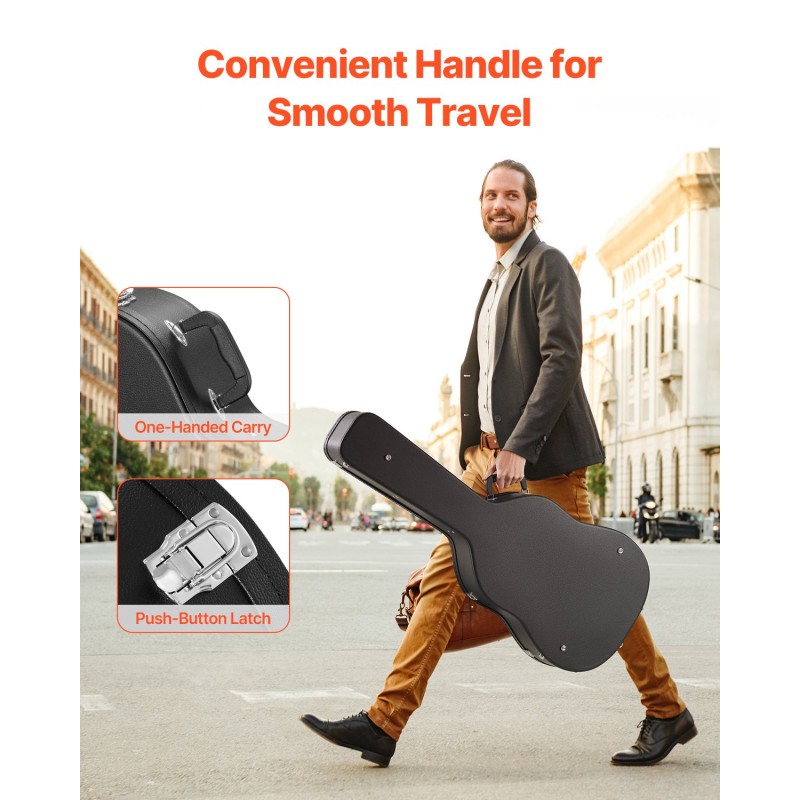 Kova gourd-mallinen kitarakotelo 39–41 tuuman akustisille PVC-pinnoite lukolla