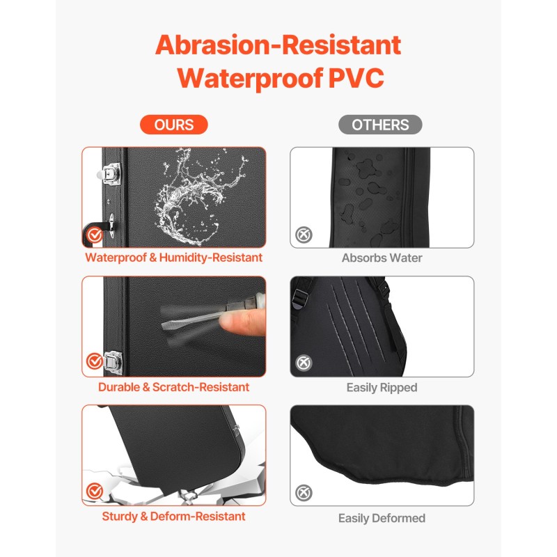 Suorakulmainen PVC-pinnoitettu kovakotelo 39 tuuman sähkökitaralle paksulla pehmusteella