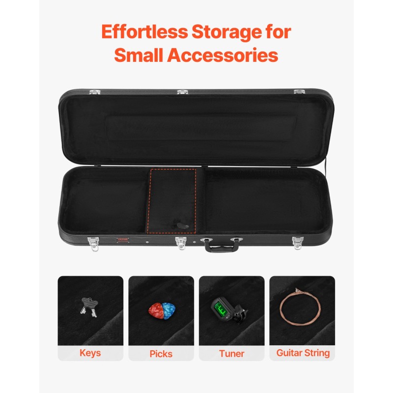 Suorakulmainen PVC-pinnoitettu kovakotelo 39 tuuman sähkökitaralle paksulla pehmusteella