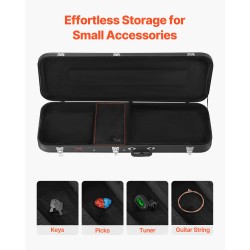 Suorakulmainen kova kotelo bassokitaralle PVC-pinnoitettu vesitiivis musta 1220 mm