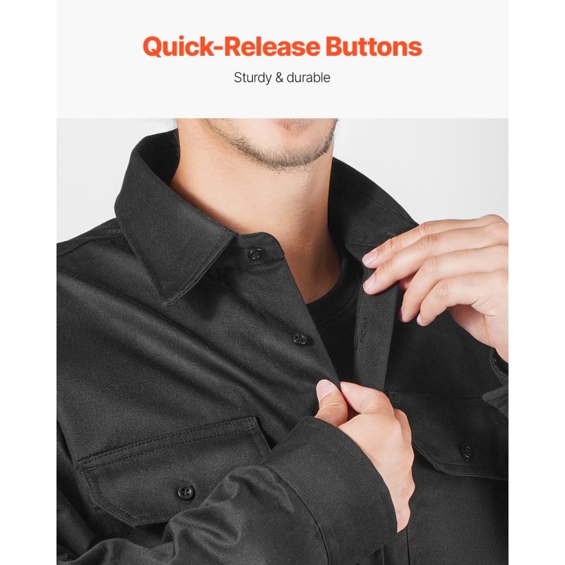 Hitsaustakki palosuojattu puuvillakangas koko M musta valokaarisuoja 2 taskua