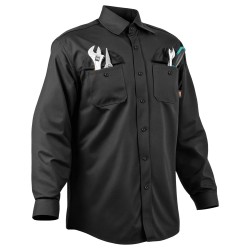 Hitsaustakki palosuojattu puuvillakangas koko M musta valokaarisuoja 2 taskua