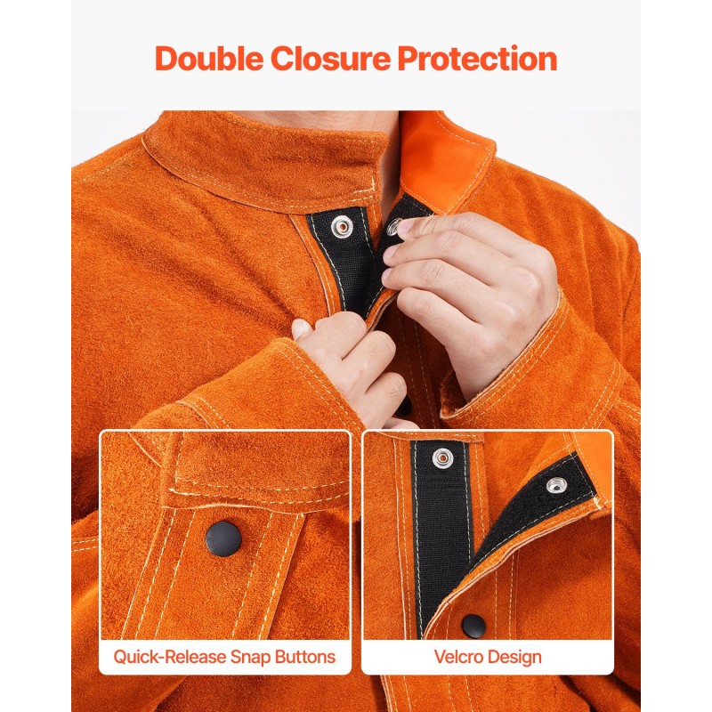 Hitsaustakki naudannahkainen koko L tulenkestävä ATPV 9.2 4 taskua vedenpitävä hitsaukseen