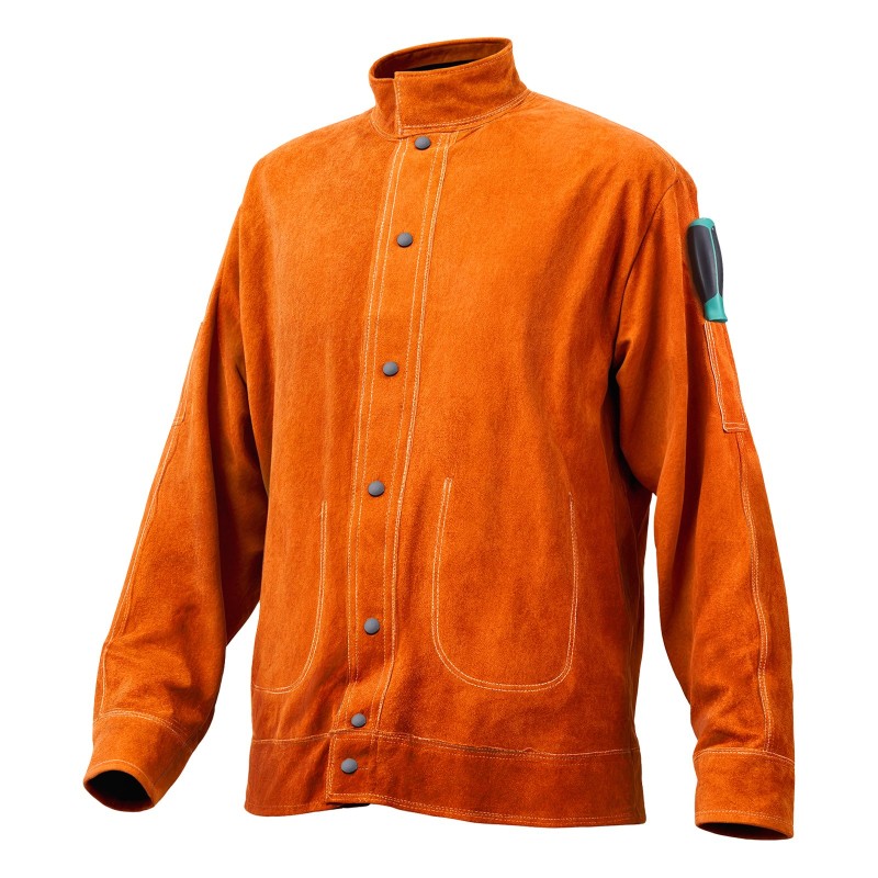 Hitsaustakki naudannahkainen koko L tulenkestävä ATPV 9.2 4 taskua vedenpitävä hitsaukseen