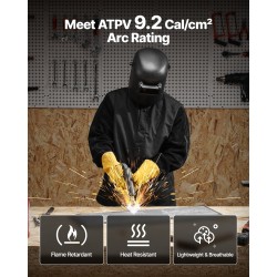 Palosuojattu hitsaustakki koko XL naudannahkaiset hihat palosuojattu puuvillarunko kaksi taskua musta