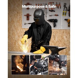 Palosuojattu hitsaustakki koko XL naudannahkaiset hihat palosuojattu puuvillarunko kaksi taskua musta