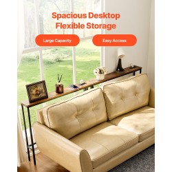 Kapea konsolipöytäsetti 2 kpl hiiliteräsrunko MDF-hylly 100×15 cm pistorasiat USB-liitännät