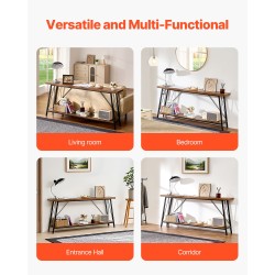 Kapea konsolipöytä 2 tasoa teräsrunko melamiinipinta 180 x 30 x 80 cm