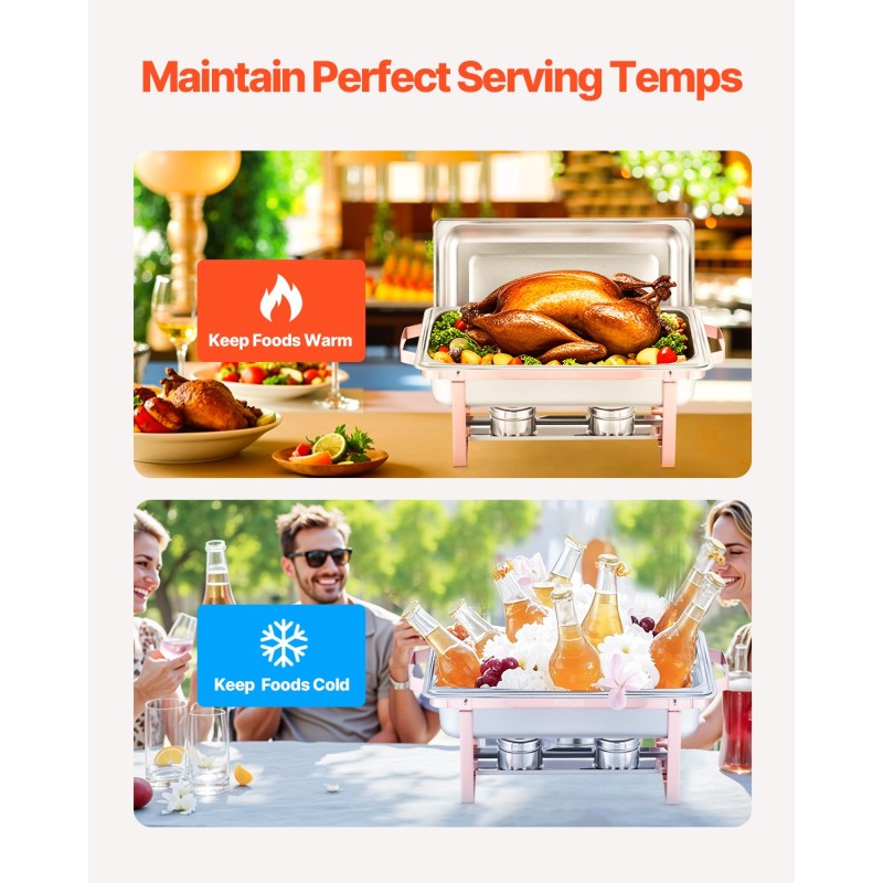 Buffet-lämpöhaude kaksiosainen ruostumaton teräs suorakulmainen ruusukulta