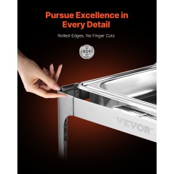 Liukukannellinen tarjoiluastia ruostumatonta terästä 8,5 l ruokapannu 14 l vesiallas buffetteihin