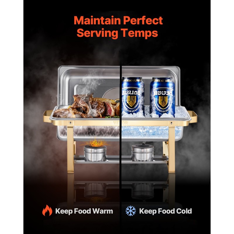 Buffet-vuokasarja ruostumattomasta teräksestä kullanväriset puolikokoiset neljän litran ruokavuoat neljä kappaletta lasikansilla