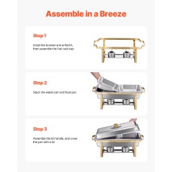 Buffet-vuokasarja ruostumattomasta teräksestä kullanväriset puolikokoiset neljän litran ruokavuoat neljä kappaletta lasikansilla