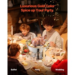 Pyöreä ruoanlämmitinvuokasetti ruostumaton teräs 4 kpl 4,7 l kullanvärinen buffetkäyttöön