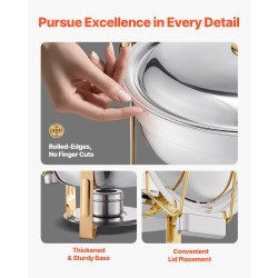 Pyöreä ruoanlämmitinvuokasetti ruostumaton teräs 4 kpl 4,7 l kullanvärinen buffetkäyttöön