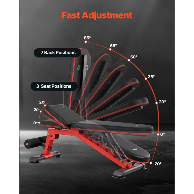 Säädettävä taittuva painopenkki Q235 teräsrunko 544 kg kantavuus