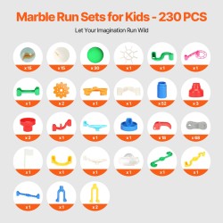 Marmorirata rakennussarja 230 osaa ABS-muovi moottoroitu hissi 15 muovikuulaa