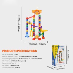 Kuularata 153 osaa moottoroidulla hissillä 30 muovikuulaa läpinäkyvä ABS-muovi