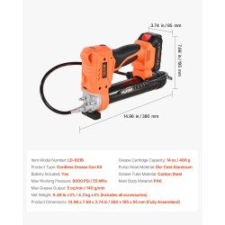 Akkukäyttöinen rasvaprässisetti painevalettu alumiinipumppu 55 MPa 400 g