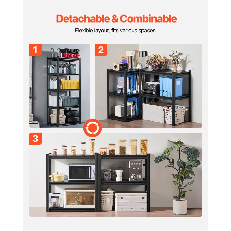 Metallinen säilytyshylly 5 hyllytasoa säädettävä hyllykorkeus kokonaiskantavuus 907 kg