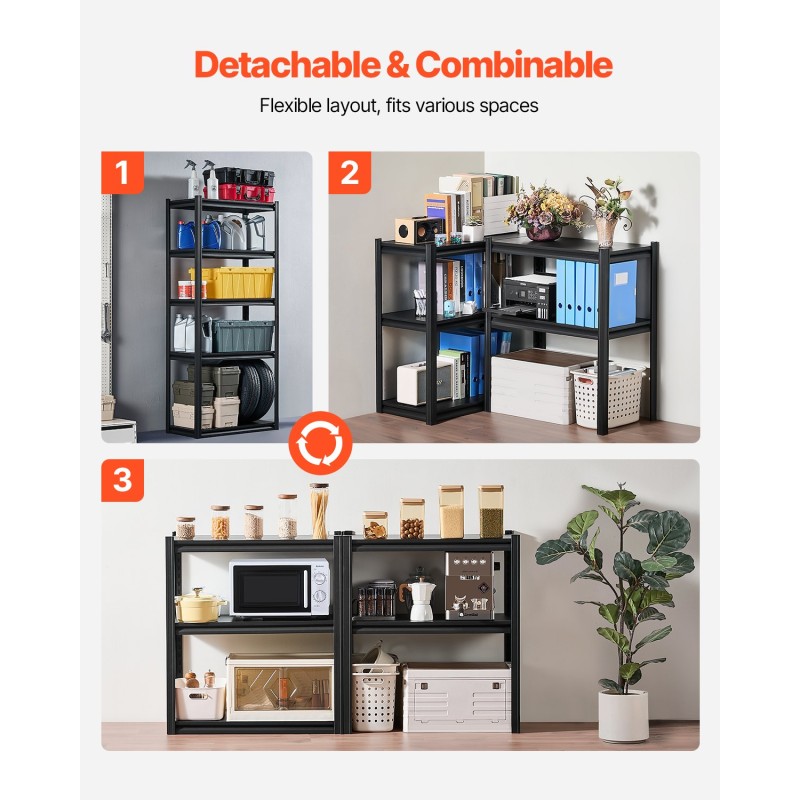 Metallihylly 5 tasoa jauhemaalattu SPCC-teräs musta kantavuus 907 kg