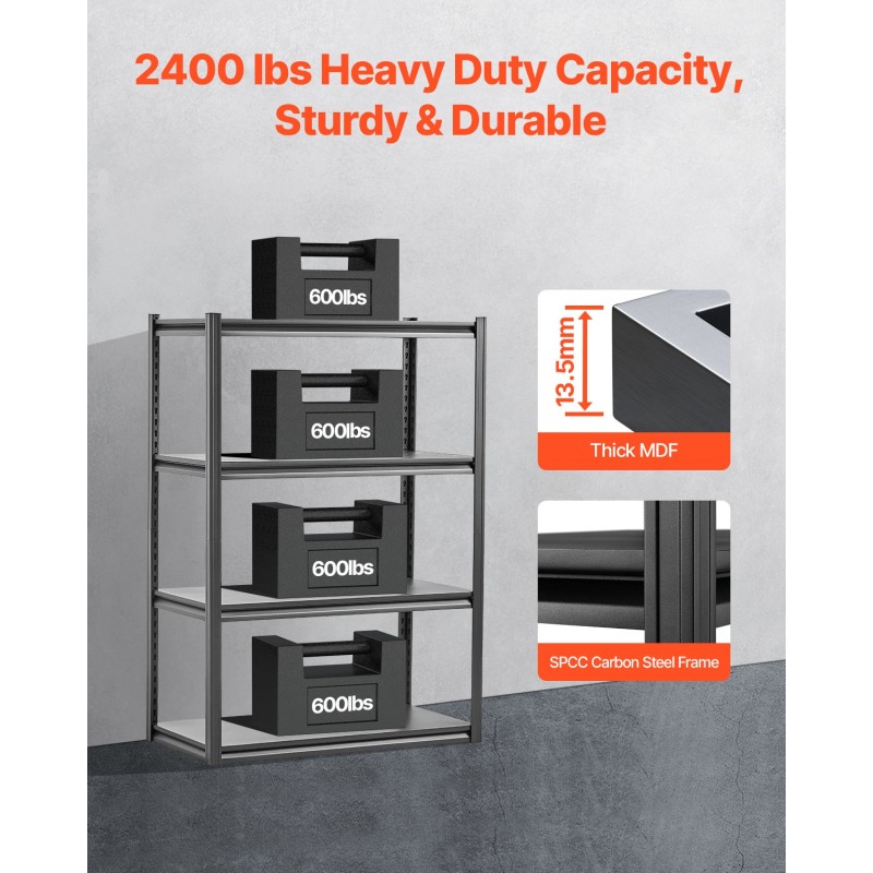 Metallinen 4-tasoinen varastohylly teräs jauhemaalattu säädettävillä hyllyillä musta 508×1016×1448 mm