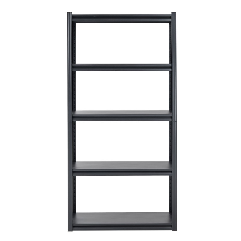 Teräksinen 5-tasoinen jauhemaalattu hyllyjärjestelmä kokonaiskantavuus 907 kg musta