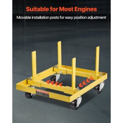 Moottoriteline teräs säädettävä 340 kg kantavuus pyörillä 2 räikkäkiristysliinaa huoltoon