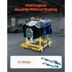 Moottoriteline teräs säädettävä 340 kg kantavuus pyörillä 2 räikkäkiristysliinaa huoltoon