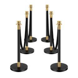 Jonotuspylväät 6 kpl 201 ruostumatonta terästä täytettävä jalusta mustat samettiköydet 1 5 m